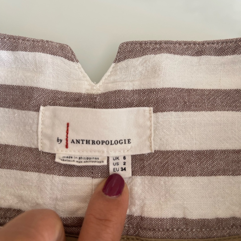Anthropologie Beige and White Striped Pants - Picture 10 of 13
